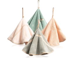 Daity Set van 4 - Hangdoeken met lussen - zeer absorberend - gemaakt van koraalvlies - zachte en dikke badhanddoeken - geschikt voor gebruik in keuken en badkamer als vaatdoeken/droogdoeken.