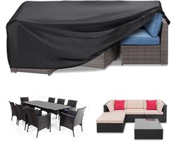 Daity Tuinmeubelhoes - Weersbestendige Beschermhoes - Buitenhoes voor tafel - Tuinbank beschermhoes - 150 x 71 x 90cm - Loungeset Hoes - Waterdichte Beschermhoes Tuinmeubelen - Zwarte hoes tuinset - Waterdichte Stoelhoes - Waterdichte Tuintafel
