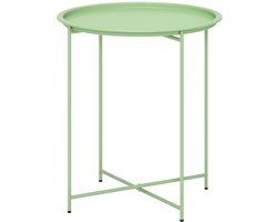 Daity Tuintafel, ronde bijzettafel voor buiten, staal, met afneembaar blad, inklapbaar ontwerp, terrastafel, groen.