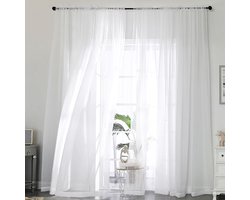 Daity Tweedelige set witte, doorschijnende gordijnen, semi-transparant, geschikt voor hemelbedden/bruiloften/woonkamers/jubilea, elk stuk 137 cm breed x 213 cm lang (wit).