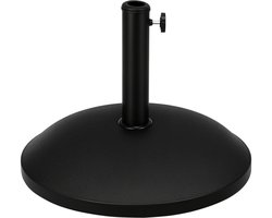 Daity Zonneschermvoet van 25 kg, robuust betonnen frame voor terrasparasol met verstelbare knop, ronde tuinbeugel van 49 cm voor parasol, geschikt voor parasolstokken van 35 tot 48 mm, zwart.