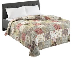 Dakota gewatteerde patchwork sprei vintage design - 220x240 cm - 100% polyester - Oeko-Tex gecertificeerd