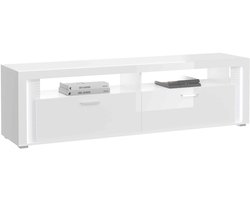 Dakraam lowboard wit hoogglans MDF TZ Pasol grijs NB - 46x201x58cm