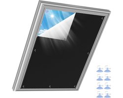 Dakraam rolgordijn verduistering - Springrolgordijn - Thermische zonwering - Zilveren coating - Verduisteringsgordijn zonder boren - Voor kantoor - Werkkamer - VELUX compatibel CK02 - 37 x 58 cm verduisteringsgordijn zuignappen