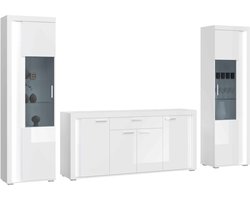 Dakraam woonkamercombinatie wit hoogglans MDF TZ Pasol grijs NB - 42x332x202cm