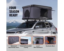 Daktent - Harde Schaal ABS - 2-3 Personen - Telescopische Ladder - Dikke Matras - Waterdicht & Winddicht - UV-bestendig - Universele Montage voor SUV/4x4/Pickup