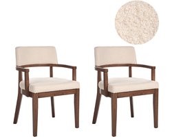 DALBO - Eetkamerstoel set van 2 - Bruin/Lichtbeige - Bouclé