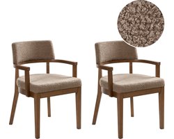 DALBO - Eetkamerstoel set van 2 - Bruin/Taupe - Bouclé