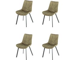 Dallas Eetkamerstoel Set van 4 – Groen – Industrieel Design met Comfortabele Zitting