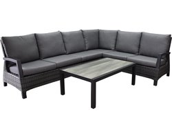 Dallas hoek loungeset 5 delig antraciet wicker