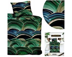 Dalwin Katoen Satijn Beddengoed Set 140x200cm Groen Goud 2-delig