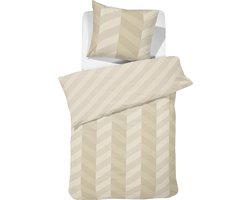 Damai dekbedovertrek Atomy - Satijn - 140x200/220 cm - Soft Beige + 1 kussensloop 60x70