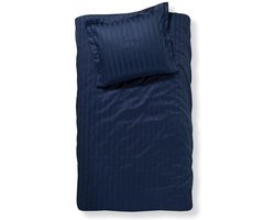 Damai Linea - Dekbedovertrek - 140x200/220 cm - Eenpersoons - Indigo + 1 kussensloop 60x70