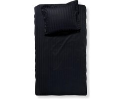 Damai Linea - Dekbedovertrek - 140x200/220 cm - Eenpersoons - Zwart + 1 kussensloop 60x70