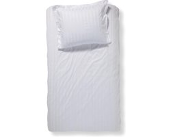 Damai Linea - Dekbedovertrek - Eenpersoons - 140 x 200/220 cm - Wit + 1 kussensloop 60x70