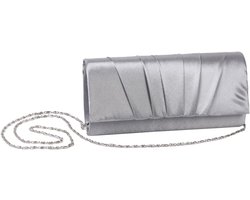 Damara Womens Satijn Geplooide Clutch Bag Bruiloft Bridal Prom Avond Handtas