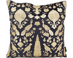 Damask Black/Gold Kussenhoes | Velvet/Viscose | 45 x 45 cm