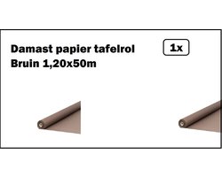 Damast papier tafelkleed bruin 1,20x50m - op rol - Tafel dekken rol gala huwelijk thema feest festival restaurant food
