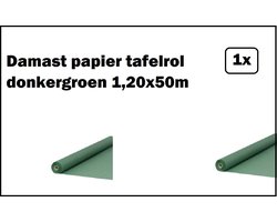Damast papier tafelrol donker groen 1,20x50m - Tafel dekken rol gala huwelijk thema feest festival restaurant food