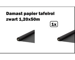 Damast papier tafelrol zwart - Tafel dekken rol gala huwelijk thema feest festival restaurant food