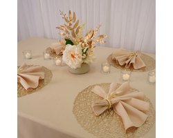 Damast Tafelkleed, 180x180cm, Luna Zand, De Witte Lietaer