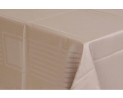 Damast Tafelkleed 260x180cm 'Lineair Taupe' De Witte Lietaer