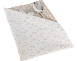 Damast Tafelkleed, 380x160cm, Rio Taupe, De Witte Lietaer