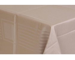 Damast Tafelkleed Lineair Taupe, 140x140cm, De Witte Lietaer