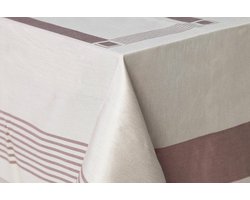 Damast Tafelkleed Lineair Taupe/Bruin 190x140cm, De Witte Lietaer