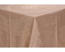 Damast tafelkleed, 'Nero Ecru/Beige 400x200cm', De Witte Lietaer, 100% Katoen