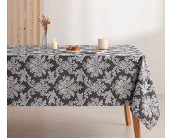 Damast Tafellaken Jacquard French Ivy 140x140 Anthraciet – Vlekbestendig Waterafstotend Tafelkleed Klassiek Stijlvol Duurzaam
