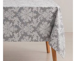 Damast Tafellaken Jacquard French Ivy 140x240 grijs – Vlekbestendig Waterafstotend Tafelkleed Klassiek Stijlvol Duurzaam