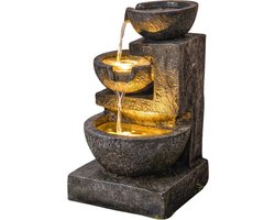 Damenzo - Fontein - Fontein tuin - Tuinfontein - Decoratie - Waterornamenten voor buiten - Tuin - 40x37x61 cm - Hars - Grijs