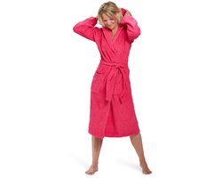 Dames badjas fuchsia roze - badjas dames - badjas heren - badstof katoen - sauna badjas capuchon - maat S/M