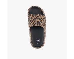 Dames badslippers met panterprint beige - Maat 40