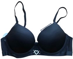 Dames Beha push up - T-shirt bh - gladde satijnen bh - 80B zwart