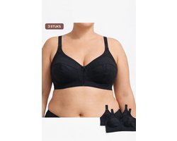 Dames BH Set 3 Stuks – Maat 95D – Extra Hoog & Ondersteunend – Zonder Beugel – Zwart
