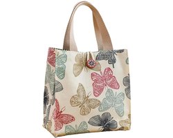 Dames Canvas Tote Bag Groot - Schattige Academische Stijl - 25x14x39 cm - Lichtgewicht 0.22 kg - Multifunctioneel - Stevig en Wasbaar - Voor Moeders en Studenten - Casual Dagelijks Gebruik - Vlinder