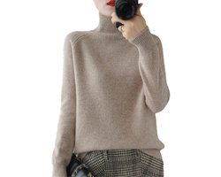 Dames Coltrui Kasjmier Wol Trui Herfst Winter Basic Gebreide Pullover