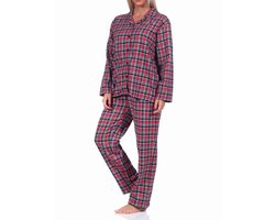 Dames flanellen pyjama plaid met knoopsluiting en overhemdkraag - 222 201 15 870