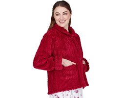 Dames Fleece Jas met Knopen en Peter Pan Kraag | Zachte Huisjas