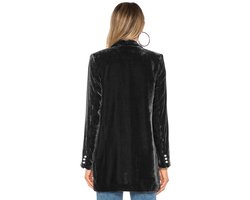 Dames Fluwelen blazer, blazer met lange mouwen, open vest, jas voor op kantoor Zwart M