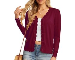 Dames Gebreid Vest met Lange Mouwen en V-hals, Lichtgewicht Knoopsluiting voor Jurken