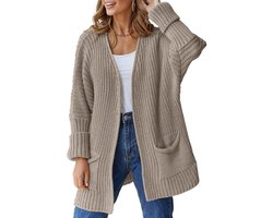 Dames herfstmode vest trui lichtgewicht open voorkant lange casual outfits met zakken
