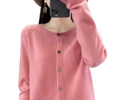 Dames Kasjmier Vest - Wol Trui - Kantoor Chic - Zachte Warme Gebreide - Lange Mouw - Veel Kleuren