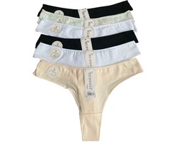 Dames Katoenen String Effen 3682# 6-pack Maat XL