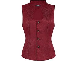 Dames Klederdrachtlijfje Dirndl Kostuumvest Mouwloos U-hals - Steampunk Jacquard Vest Wijnrood S - Traditionele Stijl Kleeding met Motief - Feestelijk Oktoberfest Kostuum voor Vrouwen