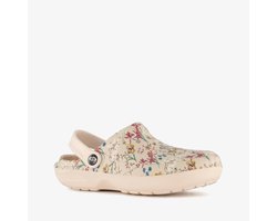 Dames klompen met bloemenprint beige - Maat 38 - Clogs
