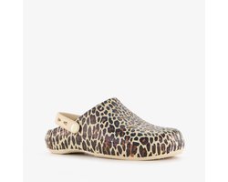 Dames klompen met panterprint beige - Maat 38 - Clogs