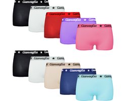 Dames Onderbroek Katoen - 10-Pack - Boxershorts - Effen - Mix Kleur - Maat M - Korte Pijp